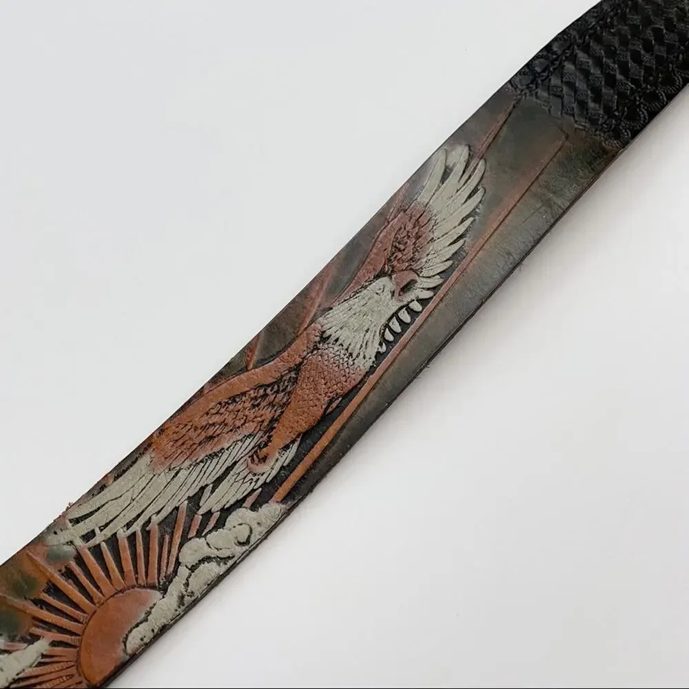 Bald Eagle Sun Genuine Leather Tooled Belt Small
